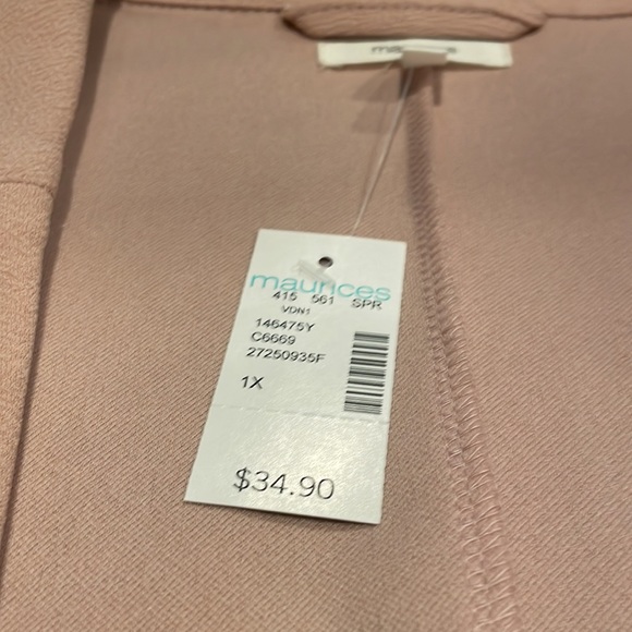 1X Maurices no button blush light pink colored blazer. - Picture 5 of 10